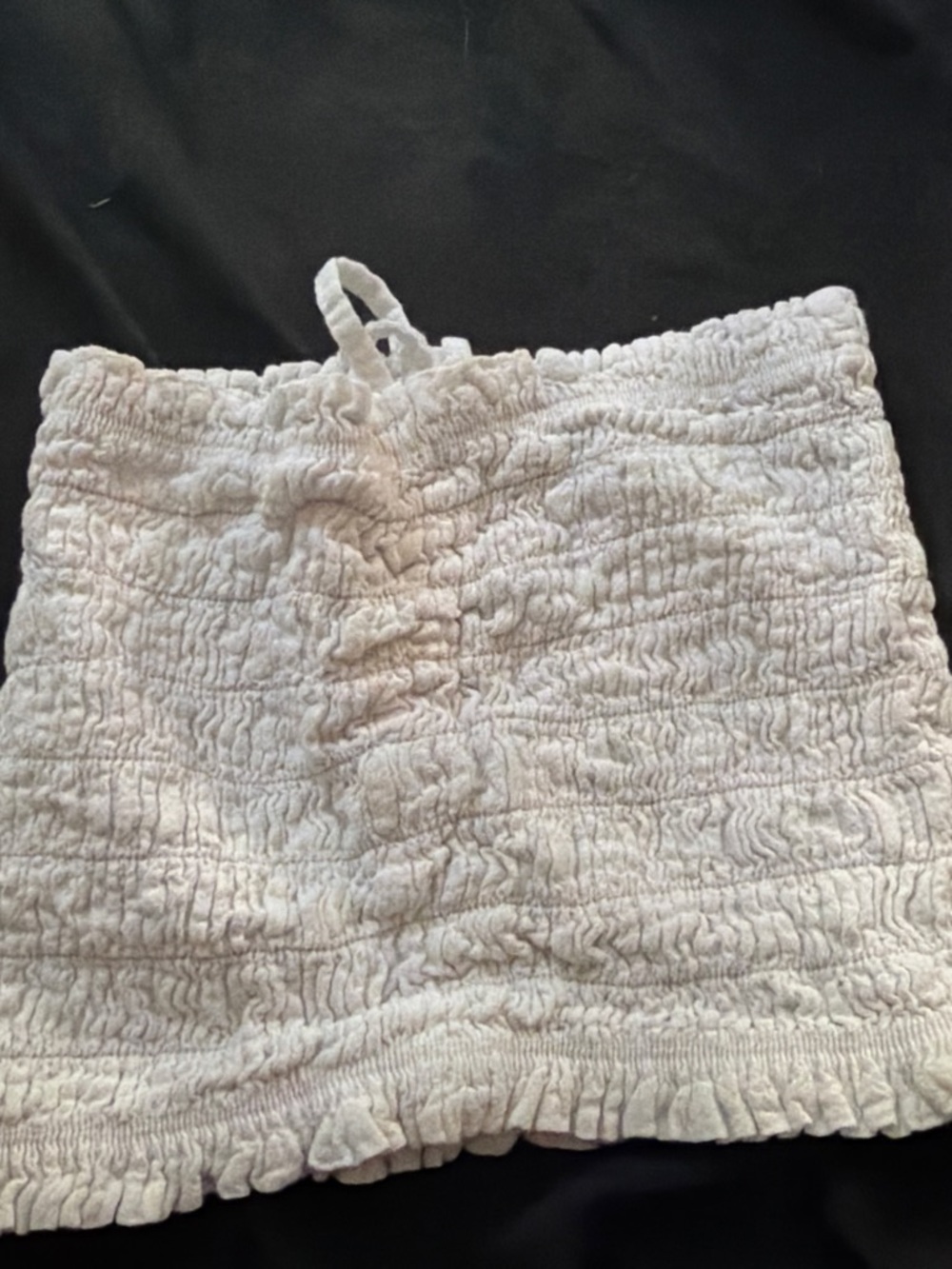 White Smocked Tube Top with Ruching